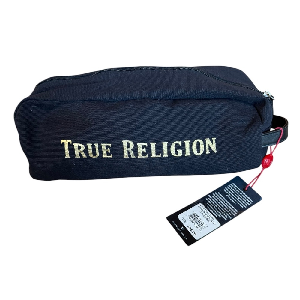 NWT True Religion 12” Canvas Slide Shoe Vanity Bag